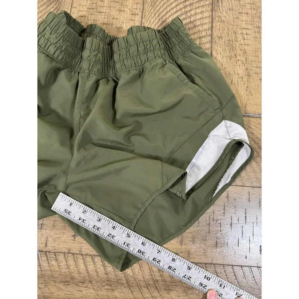 Women’s Athletic Running Shorts Olive Green Size M Lined Workout